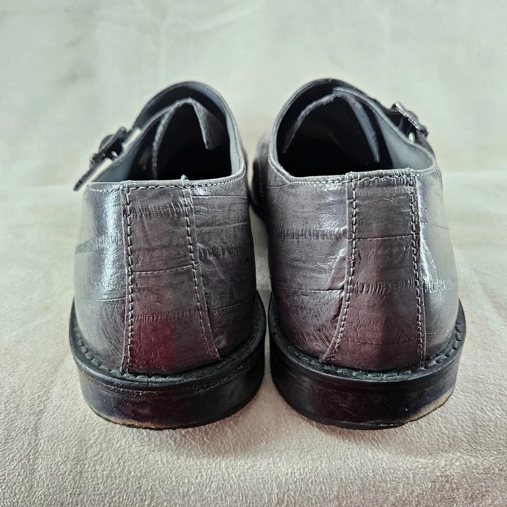 Stacy Adam Dress Shoes Mens 10.5 Gray Cow‎ Leather Double Monk Strap Cap Toe